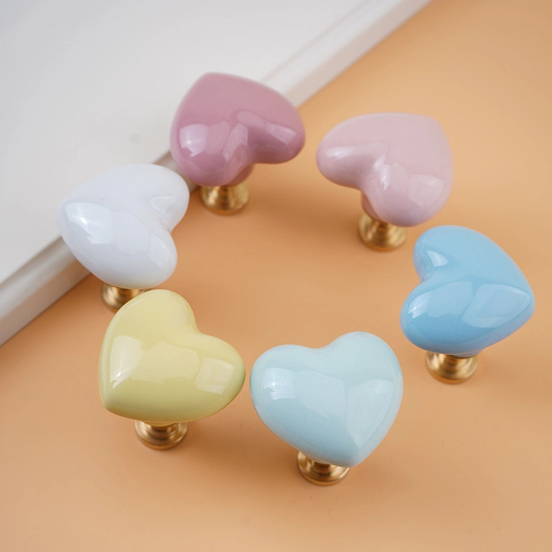 High quality/High cost performance Ceramic Heart Knobs Kitchen Cabinet Pulls for Furniture Hardware