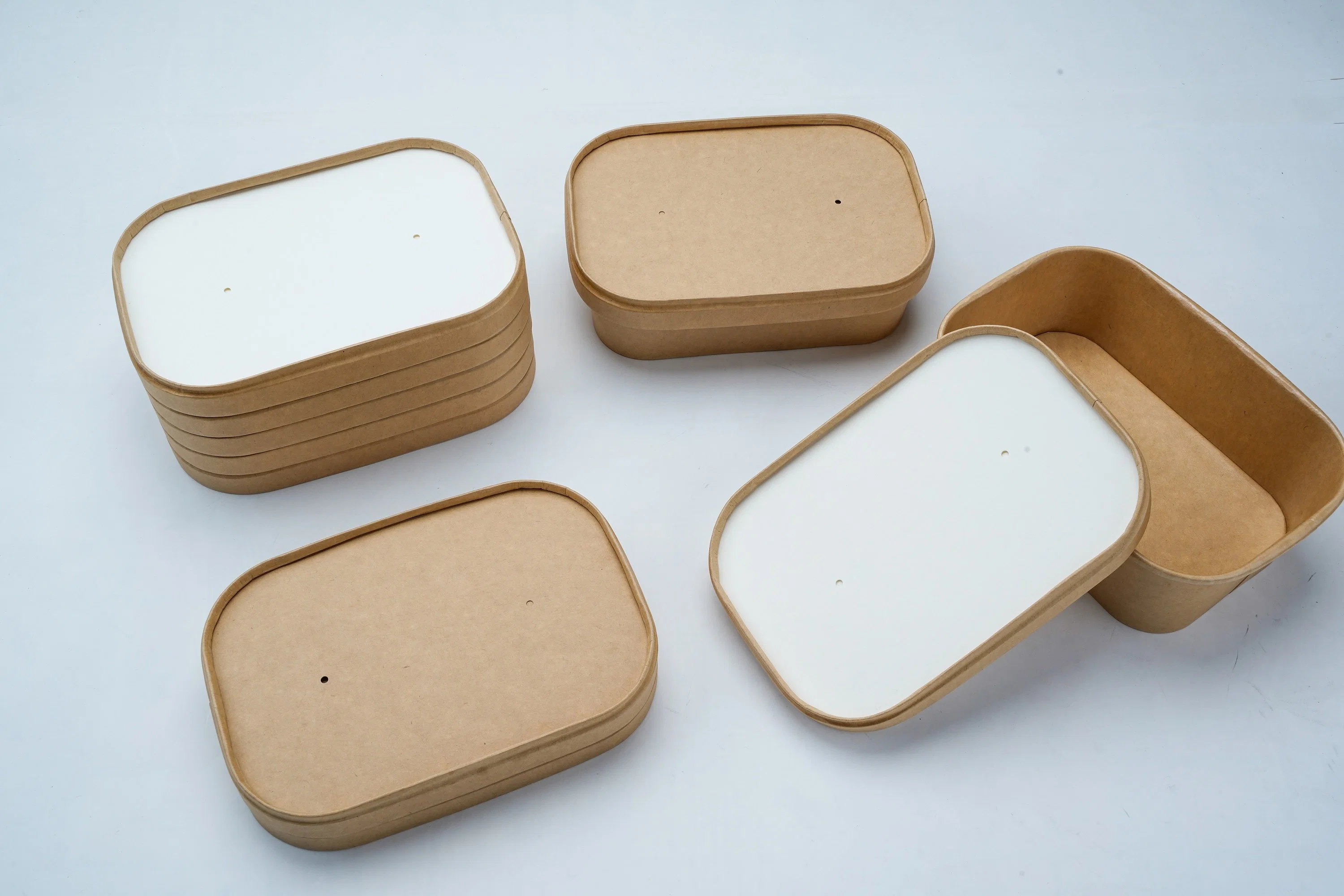 8oz/12oz Kraft Paperboard PE Container Lid Equipment for Rectanglure Bowl