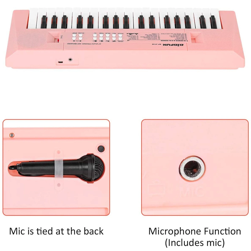 37 Keys Kids Portable Piano Keyboard with Microphone Music Piano for Girls Electronic Keyboards Toy with 16 Demos 4 Drums Rhythms Musical Keyboard Toy