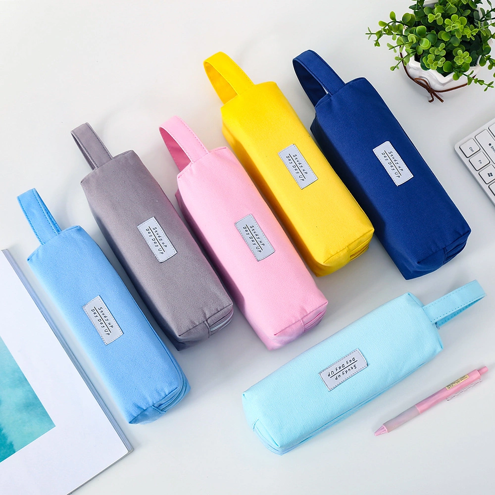 Creative Double-Layer Large-Capacity Portable Pencil Case Canvas Simple Double Zipper Pencil Case Stationery Bag Stationery Box