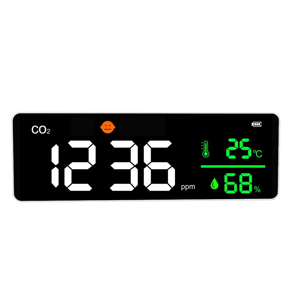 Wall Mounted Large Screen CO2 Detector Sound Alarm LED Display