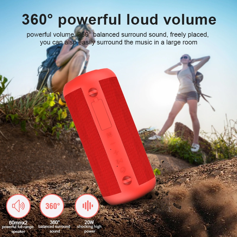 Altavoz Bluetooth inalámbrico estéreo para exteriores Bluetooth ® portátil TWS Sound Box Altavoz con tarjeta USB TF