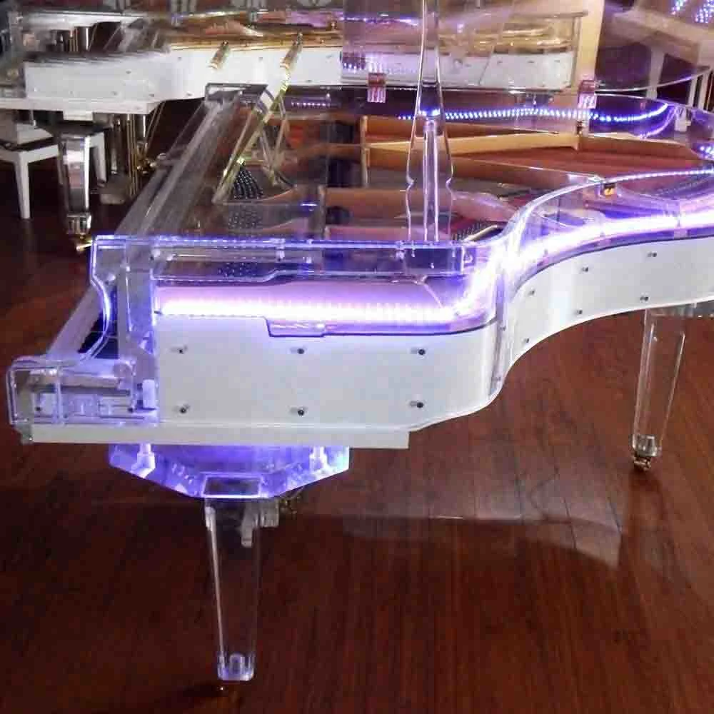 Custom Grand Glass Transparent Crystal Mechanical Acoustic Real Grand Piano 88 Key with Automatic Pianodisco Self-Play System Performance