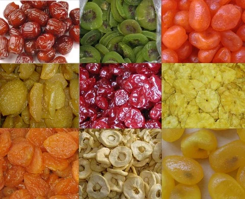 Frutos secos da China (kumquat, kiwi, cereja, Apple, morango, mamão, etc)