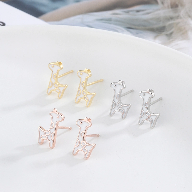 High quality/High cost performance  925 Sterling Silver Cute Giraffe Women Fashion Earrings Jewelry