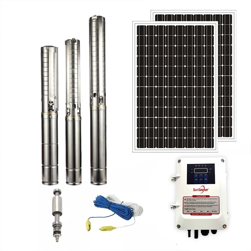 4" con el controlador de metal de dc sin escobillas de verificación, la bomba de tornillo de agua solares de alta calidad Pomps Solar y sistema de bomba de agua de riego