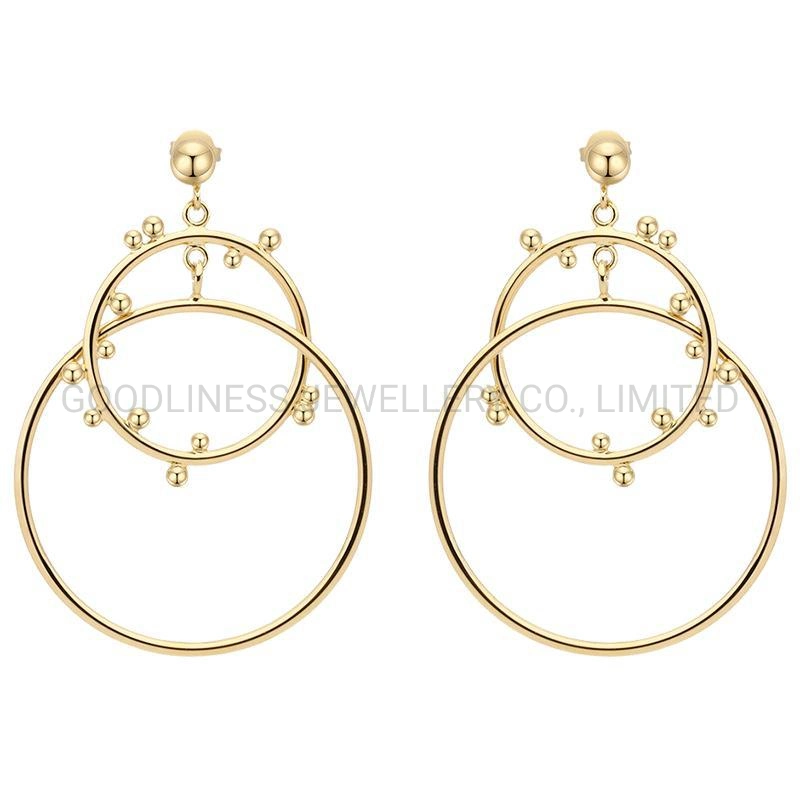 New Retro European American Earrings 18K Gold Plated Round Earrings