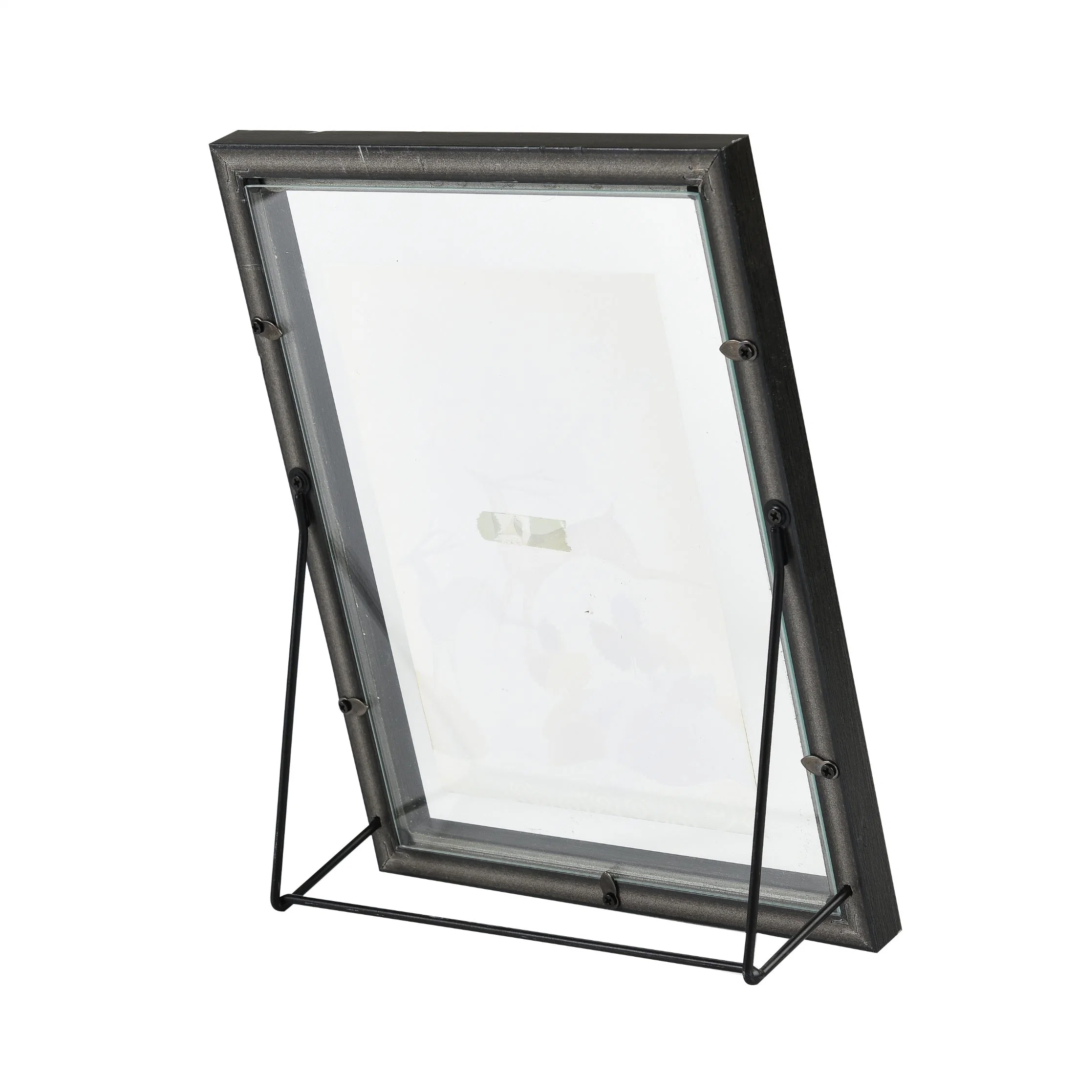 Double Side Photo with Metal Stand Wood Photo Frame Glass Pad