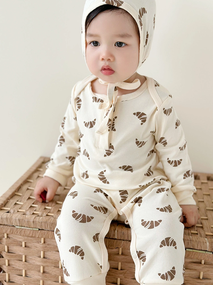 Baby-Jumpsuit Aus Reiner Baumwolle Im Europäischen Stil Mit Langen Ärmeln Und Krabbelmuster Anzug Für Neugeborene