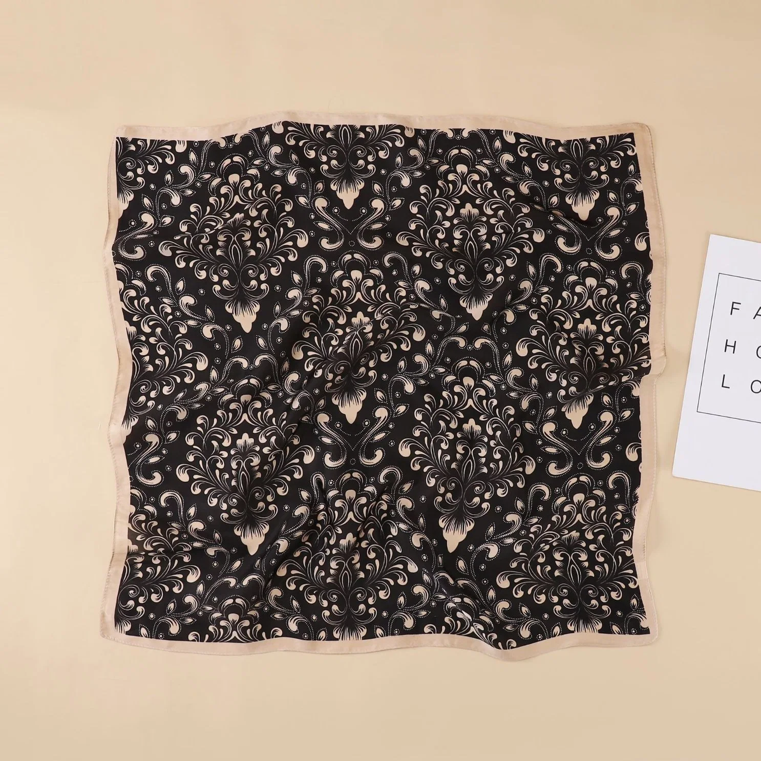 New Fashion Women Decorative Gift Silk Square 70*70cm Twill Flower Print Chiffon Satin Lady Scarf