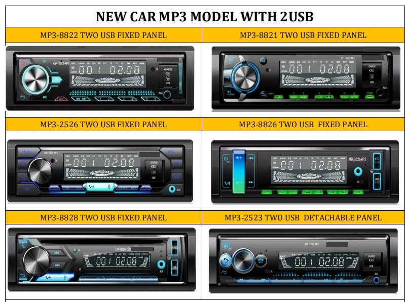 New Car MP3 Player with Am FM Bluetooth 2USB Port