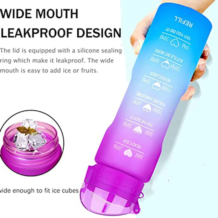 2023 New Amazon Top Saleplastic Wide Mouth Fitness Gym Outdoor Water Bottle with Custom Logo