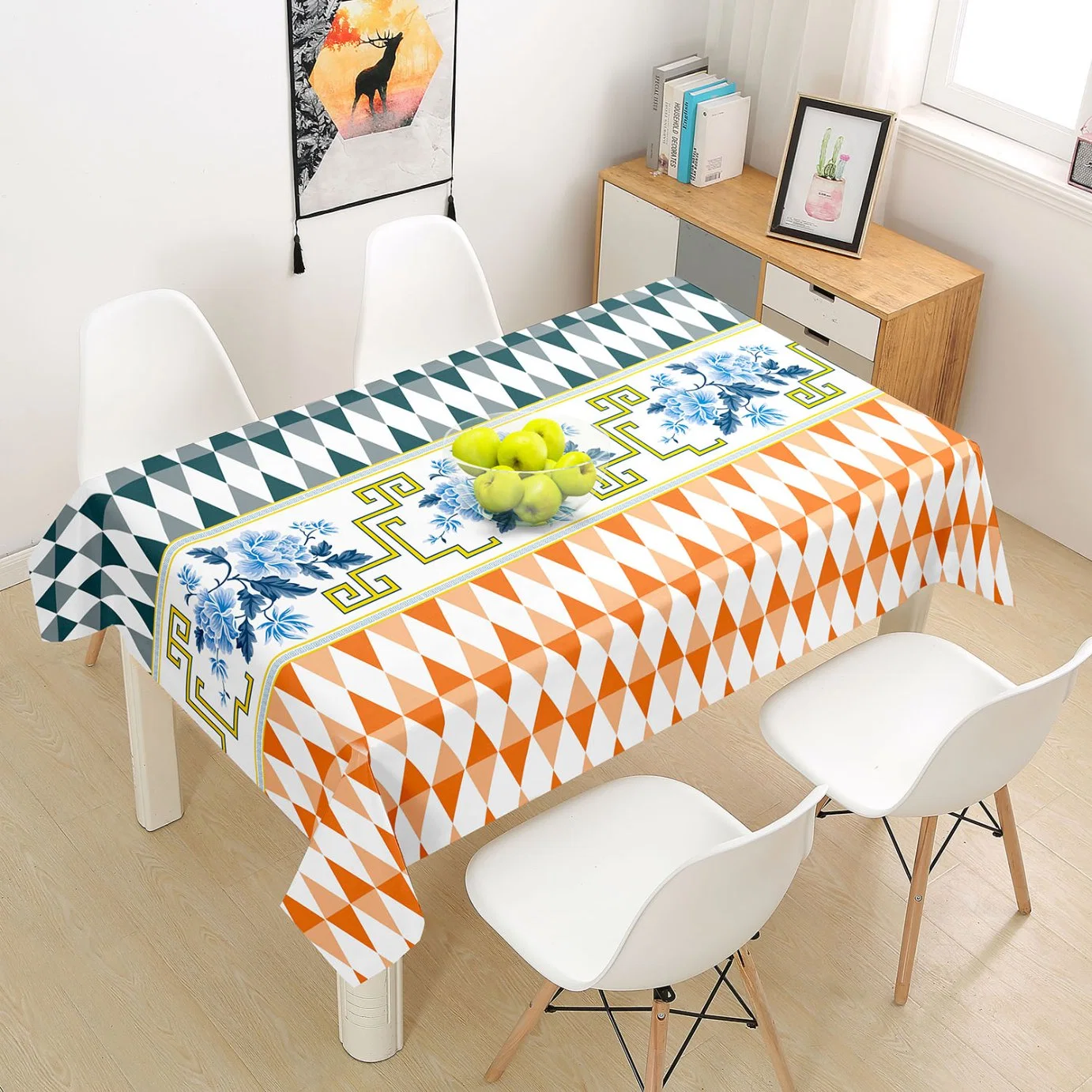 New design Reectangle Kitchen Decorative Tablecloth PVC Waterproof Oilproof Table Cover