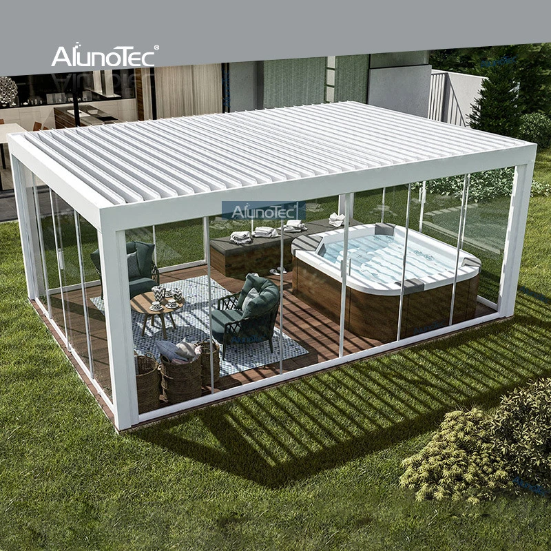 AlunoTec 3x3m 4x6m de techo Parasol ajustable diseño exterior moderno de la glorieta al aire libre para la cría de Kits de pérgola personalizado