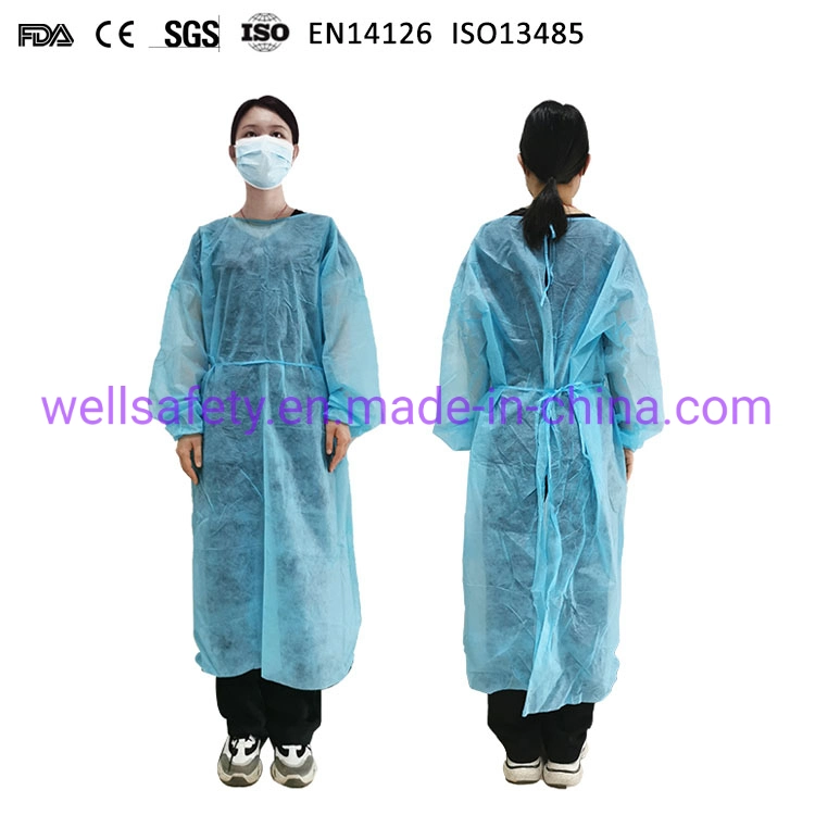 Supply AAMI Level 2/3 Breathable Disposable Isolation Apron Waterproof Reusable Chemo PP Nonwoven Gown FDA CE ISO SGS En13485 @Minnie