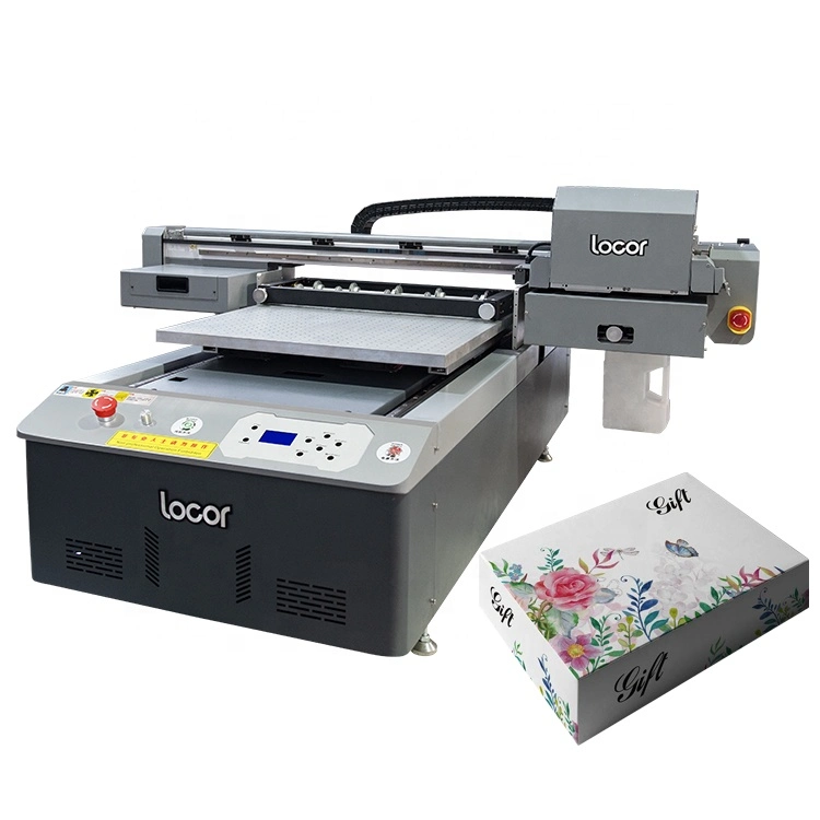 Locor 6090 UV LED Flatbed Printer Printing Cmyk+W+V for Wood/Glass Bottle/Phone Case/Golf Ball/Pen Printer