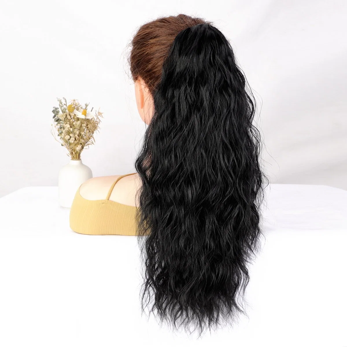 Long Wavy Synthetic Hair Corn Wave Claw on Ponytail Extensions