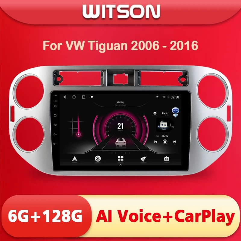 نظام الملاحة GPS التلقائي لـ Witson Android 11 لـ Volkswagen Tiguan 2010-2017 راديو تلقائي AI Voice CarPlay Navigation WiFi GPS 2DIN