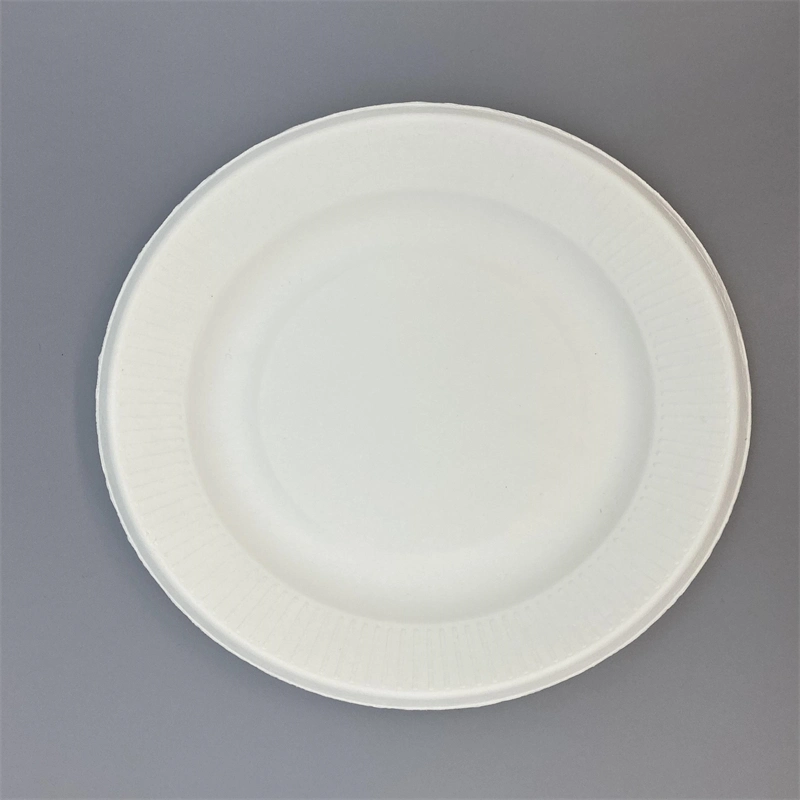 Disposable Sugarcane Paper Plates Natural Bagasse Plate Biodegradable Ripple Plate