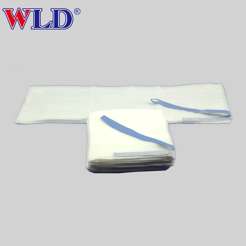 Gauze Lap Sponge with Blue of White Cotton Loop Medical Gauze Lap Sponge