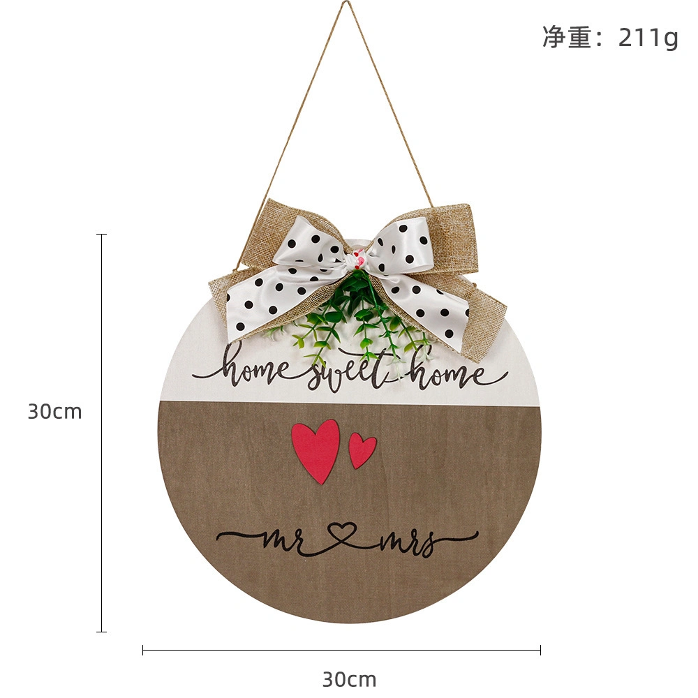 Valentine's Day Love Bow Wooden Hanging Sing for Wall Door