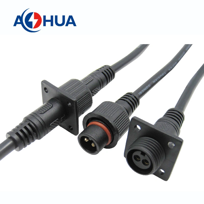Aohua China Factory Sales M14 M19 M23 Male Female Connector PVC Front Female Panel Waterproof Connector IP65 67 for Outdoor LED Lighting