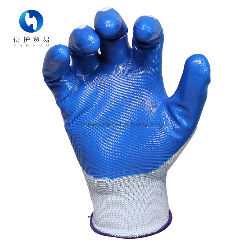 13G de poliéster recubierto de nitrilo guantes de seguridad Shell de nylon de mano industriales Guantes de trabajo/Industrial, guantes de trabajo