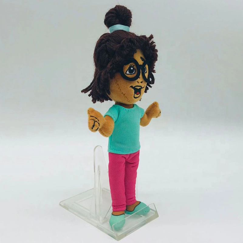 Wearing Glasses 15cm Customized Stuffed Human Doll Plush Soft Dolls for Girls