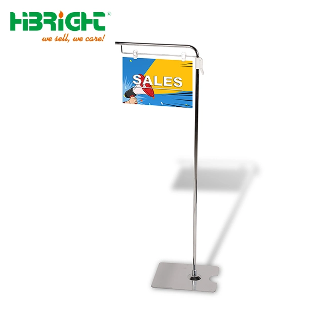 Adjustable Supermarket Metal Floor Type Pop Banner Poster Display Stand