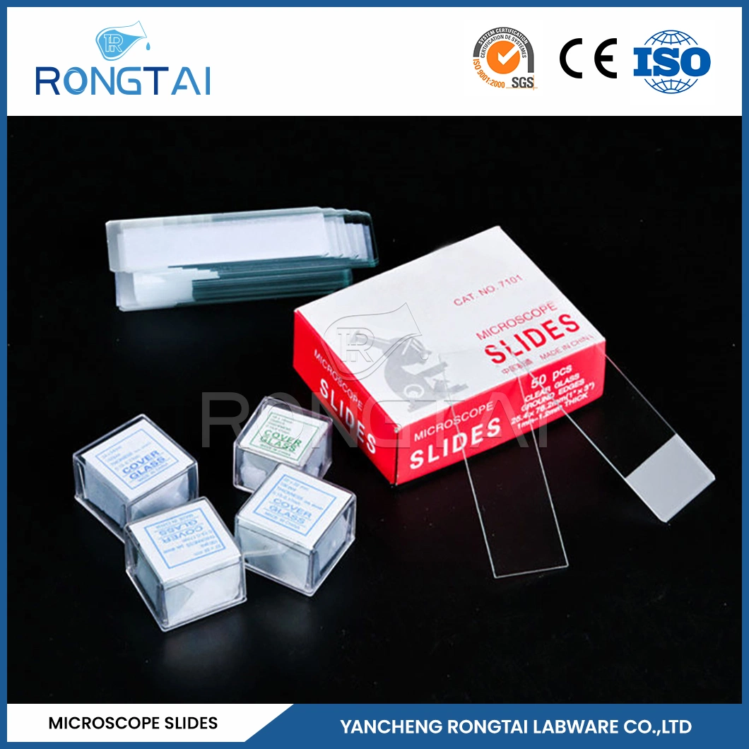 Rongtai Lab Slide Price Manufacturing Square Glass Slides China 7101 7102 7105 7107 7109 Positive Charged Microscope Slides