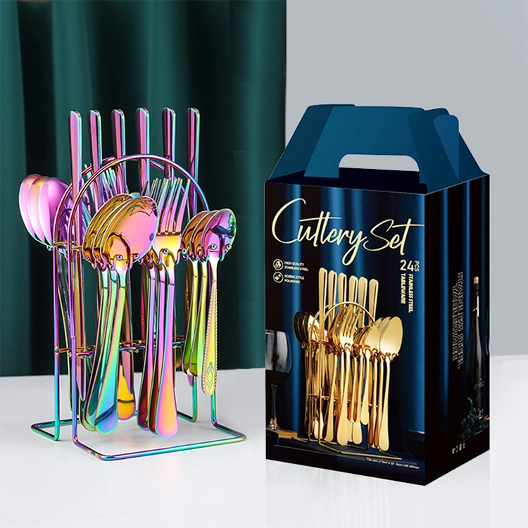 Wholesale/Supplier 24 Piece Cutlery Set Stainless Steel Flatware Gold Forks Knives Spoon Set