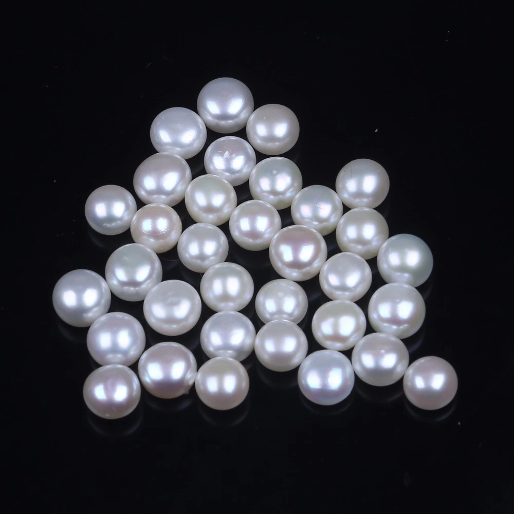 7-7.5mm Half Drilled Freshwater Pearl Button Shape for Earring Ring