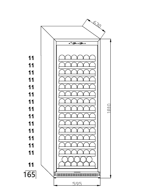 Armário de vinho de vidro Refrigerador Bar refrigerado armários para vinho refrigerador Humidor de zona única do refrigerador