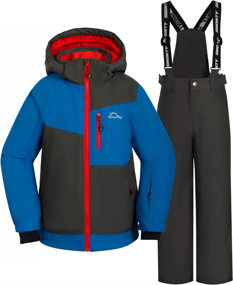 Calças de duas peças com capuz e isolamento à prova de água, à prova de vento, da moda OEM, de 20 mm E casaco Sports Snowboarding Winter Snow Suit Skisuit