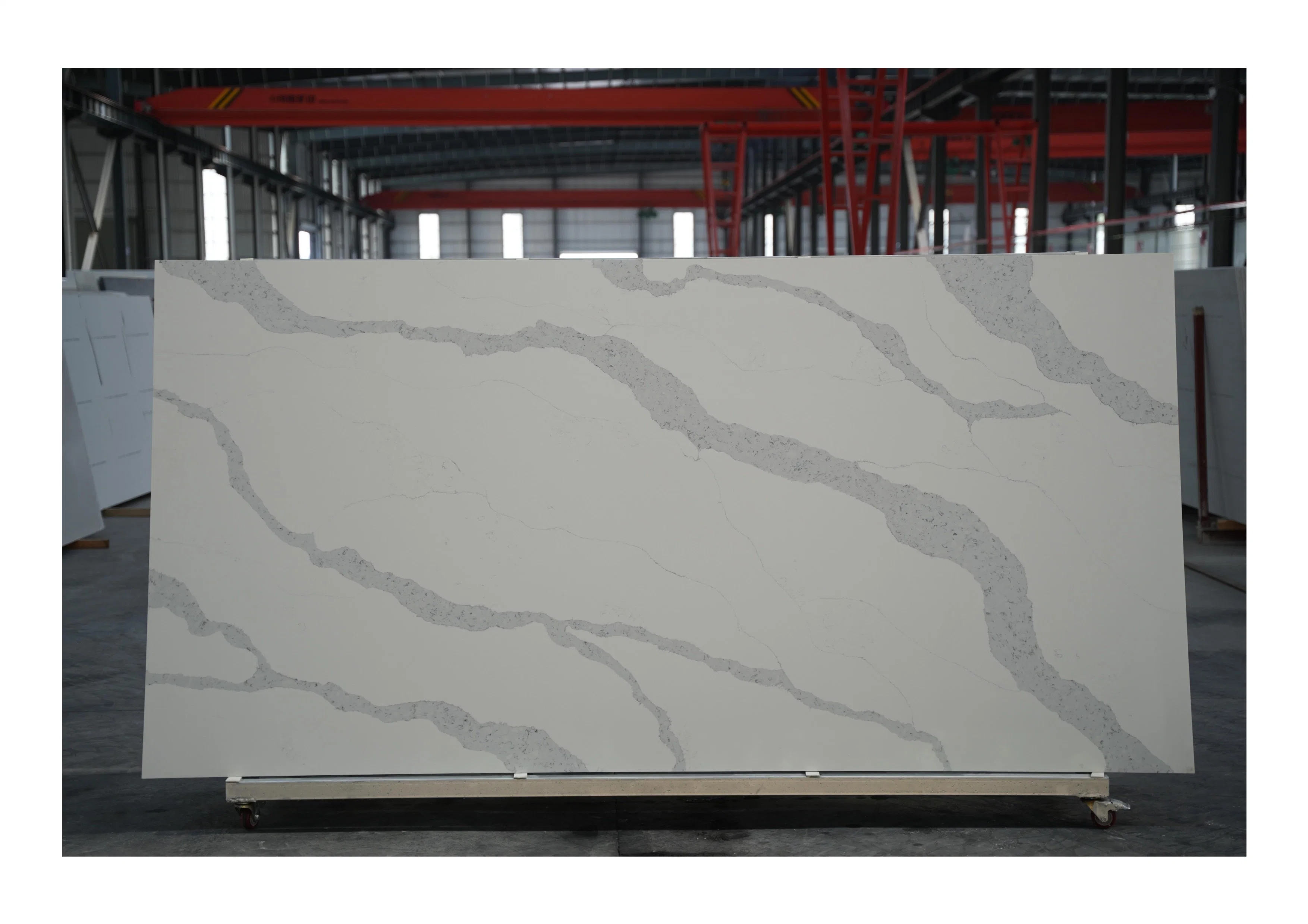 Artificial White Vein Calacatta Stone Slab White Quartz Solid Surface