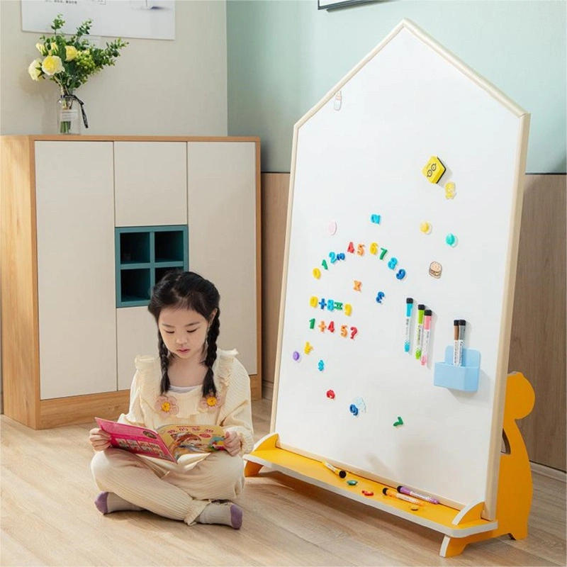 Educational House Drawing White Blackboard Solid Wood Toy Whiteboard for Children