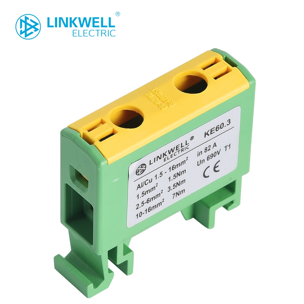 DIN Rail Electrical Panel Enclosure 1 Pole 16mm2 Copper Aluminum Bimetal Terminal