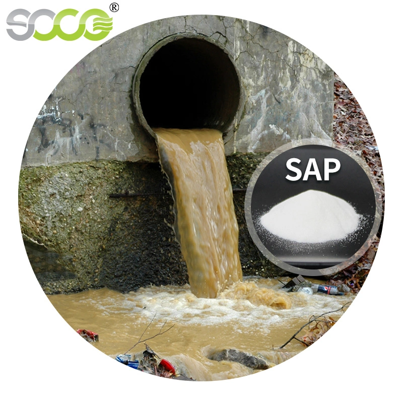 علاج المياه الرخيصة SAP مسحوق كريستال جيل الصوديوم / البوتاسيوم بولاكريليت سوبر بوليمر ممتصة لترسيخ مياه الصرف الصحي