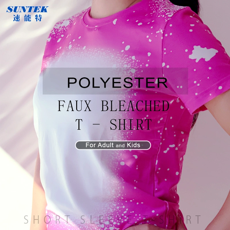 Hot Sale New Christmas Bleached Faux Bleach Sublimation Shirt Custom Cheapest T Shirt Printing Faux Bleached Shirts