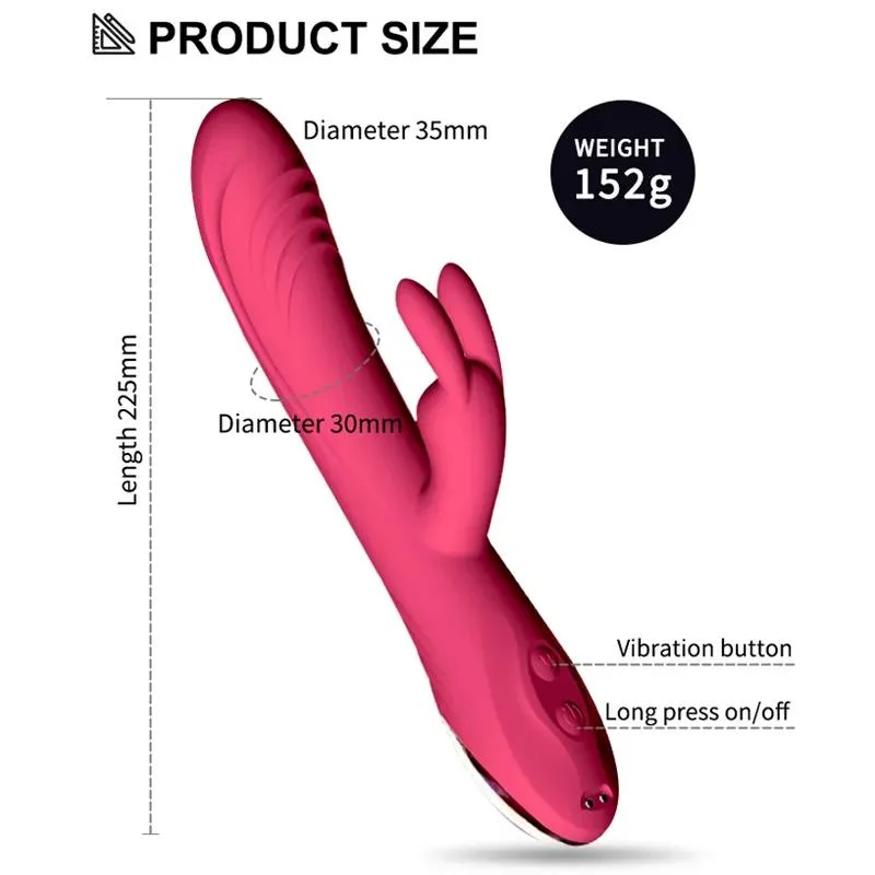 Silicone Female Masturbation High Speed 7 Frequency Heating Dildo G-Spot Rabbit Massage Wand Vibrator