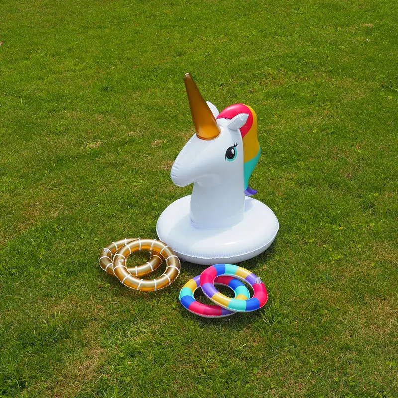 Inflatable New Design PVC Toys Unicorn Shape Outdoor Garden Toss Game for Kids Fun Party Unicorn Toy Set