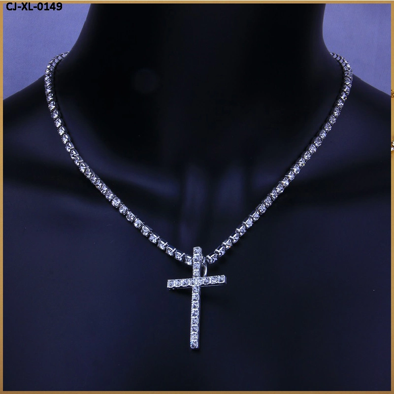 New Jesus Cross Necklace with Diamond Christian Religious Belief Rhinestone Pendant Choker