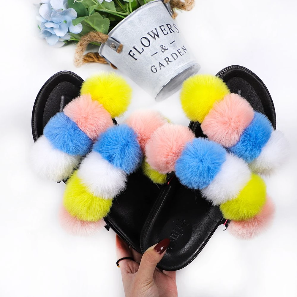 2021 Mujeres zapatos Dama de la Casa Hogar interior dormitorio cálido invierno Fox Faux Fur Furry Fuzzy zapatos suaves peluches de 30 colores