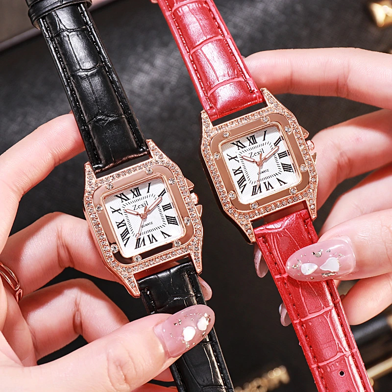 Korean Fashion Square Diamond Inlaid Reloj de cinturón para mujer