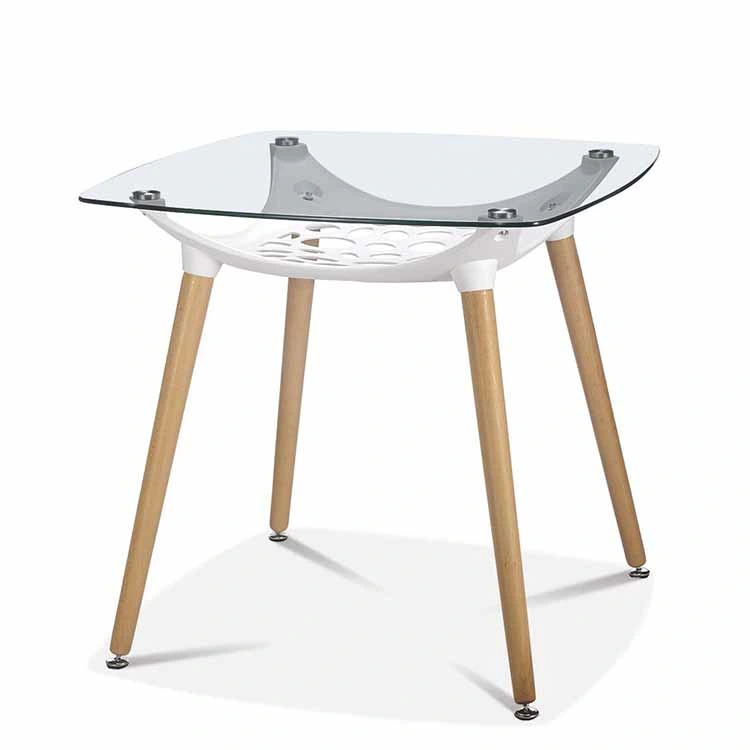 Venda por grosso de madeira de Lazer Vidro pernas de uma mesa de jantar com revestimento superior em vidro