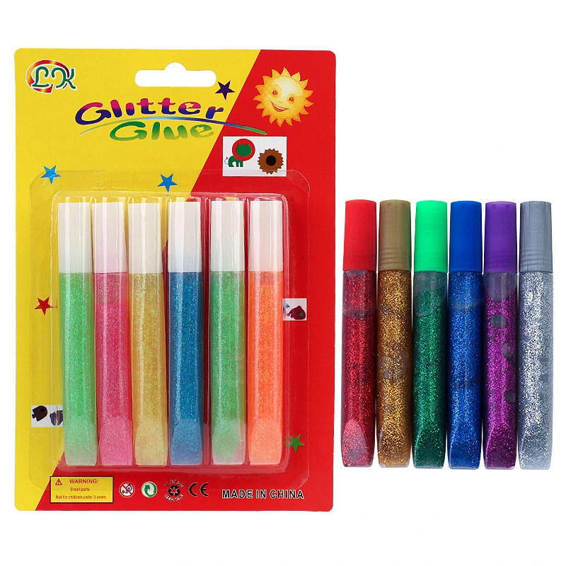 6*10.5ml Flat Nail Glitter Glue for Students and Kids