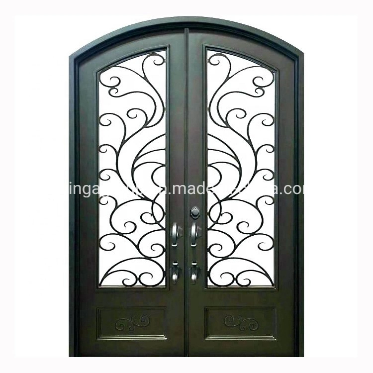 Popular Diseño de la mano forjado galvanizado en caliente de estilo occidental de la puerta de acero exterior de la puerta de fibra de vidrio de metal de hierro