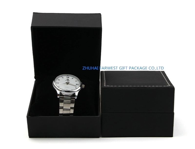 Paquet cadeau montre en cuir noir en cuir Boîte Watch Encadré de bonne qualité de gros