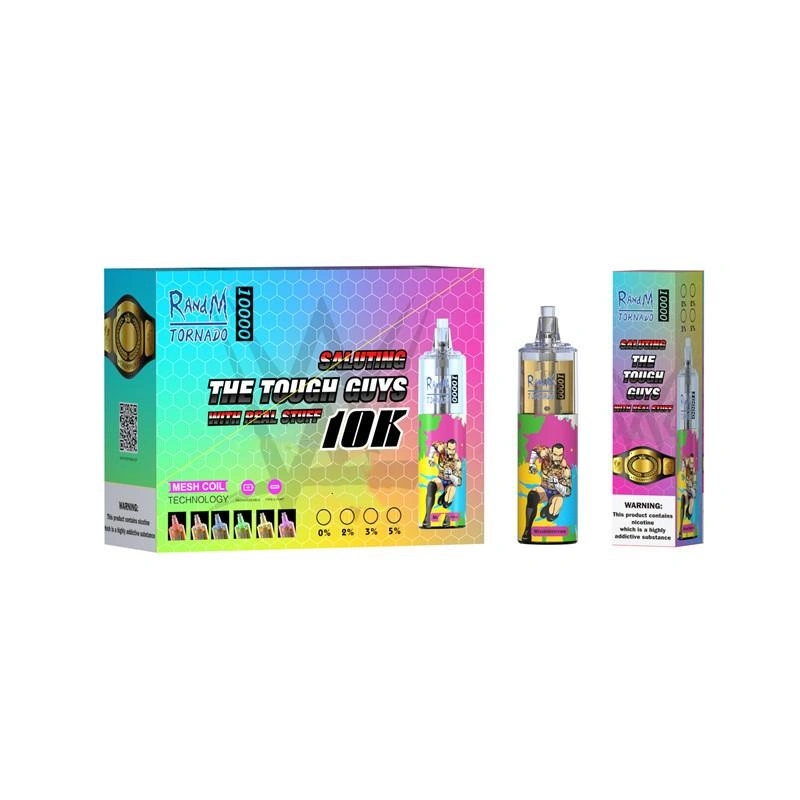 Randm Wholesal Tornado 10000 Puff Isqueiros e cigarros 0.8Ohm Bobina de malha de 20ml 1100 mAh recarregável Bateria CIGS Eletrônico Puff 10K o controle do fluxo de luz Rbg