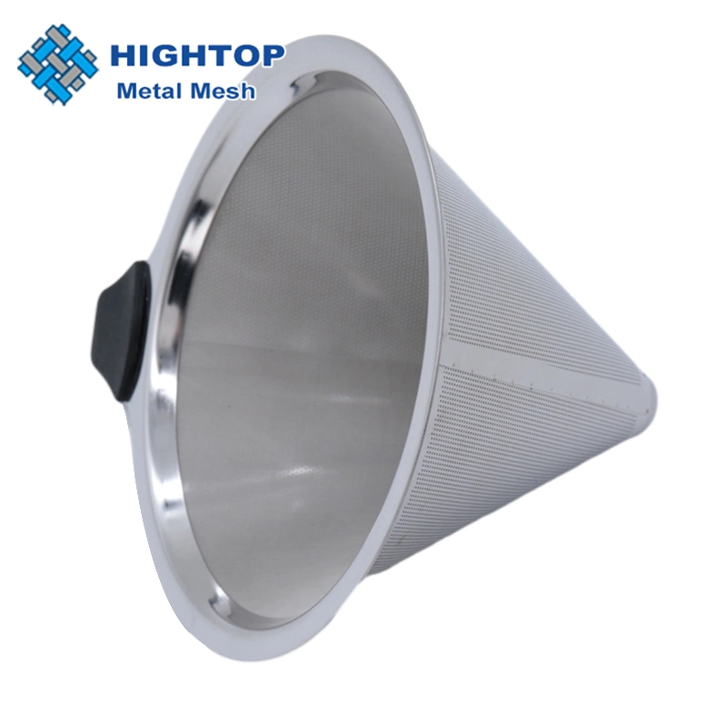 Hot Sale Removable Metal Fine Mesh Cone Shape Coffee Strainer Filter with Holder